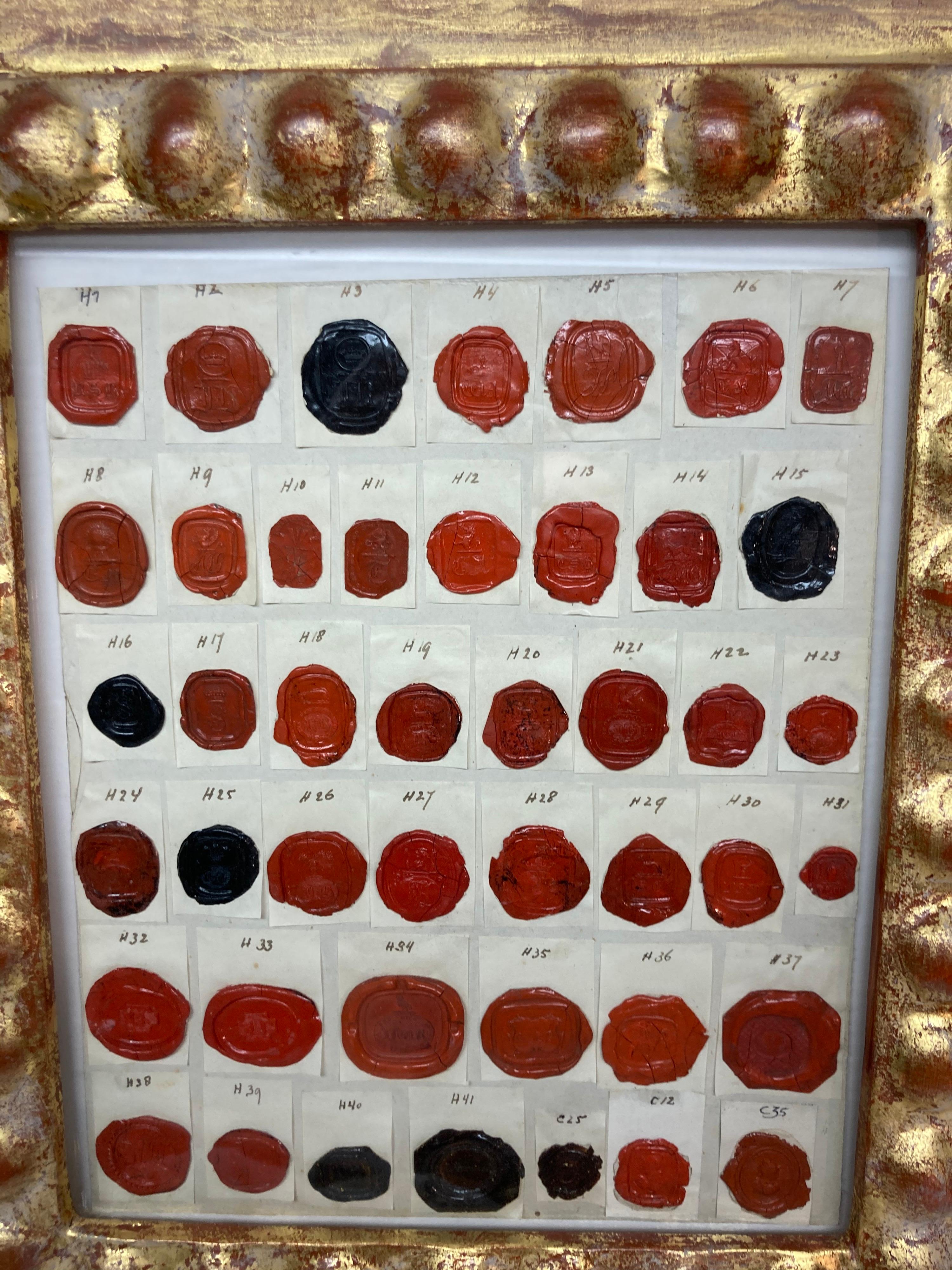 Pair of Antique Wax Seal Collections Framed In Good Condition In East Hampton, NY