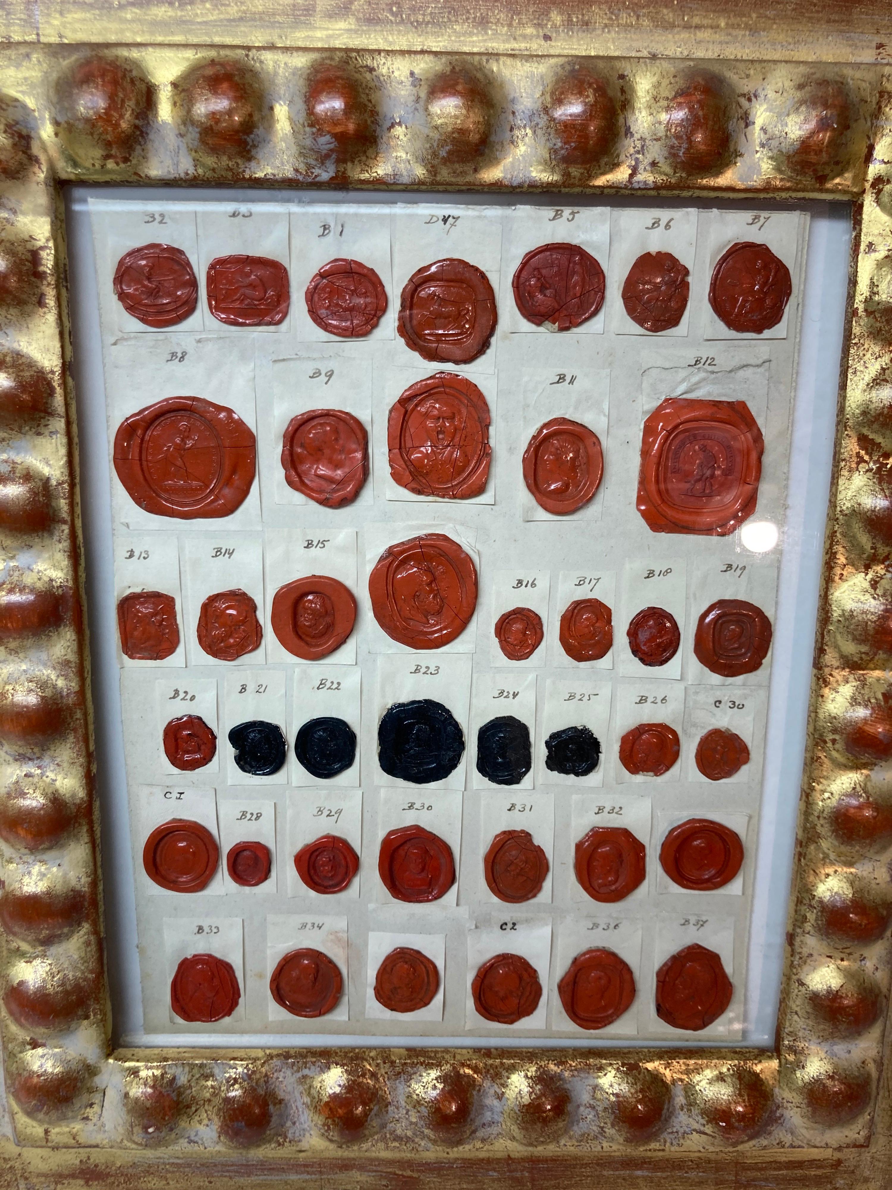 19th Century Pair of Antique Wax Seal Collections Framed