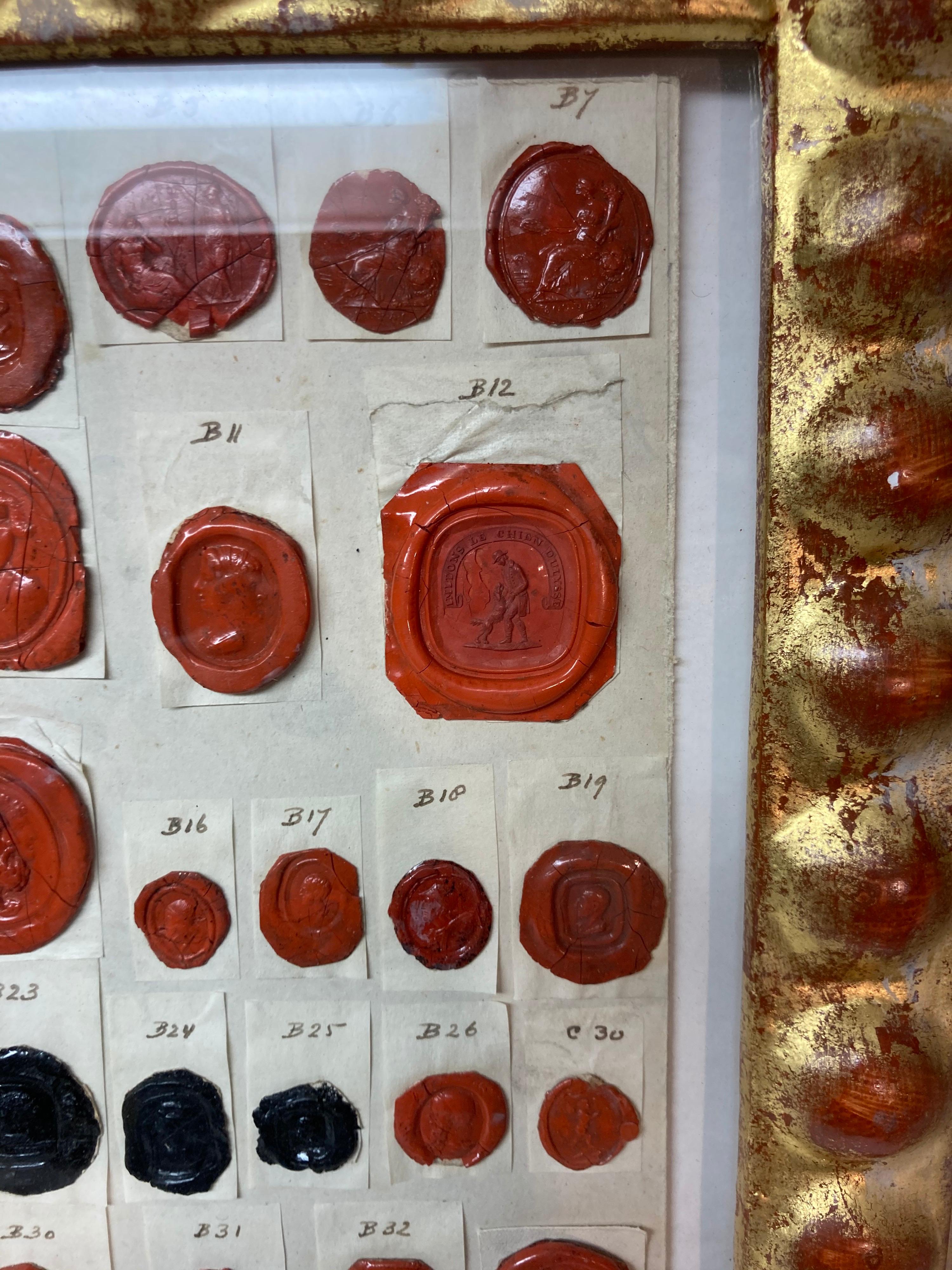 Paper Pair of Antique Wax Seal Collections Framed