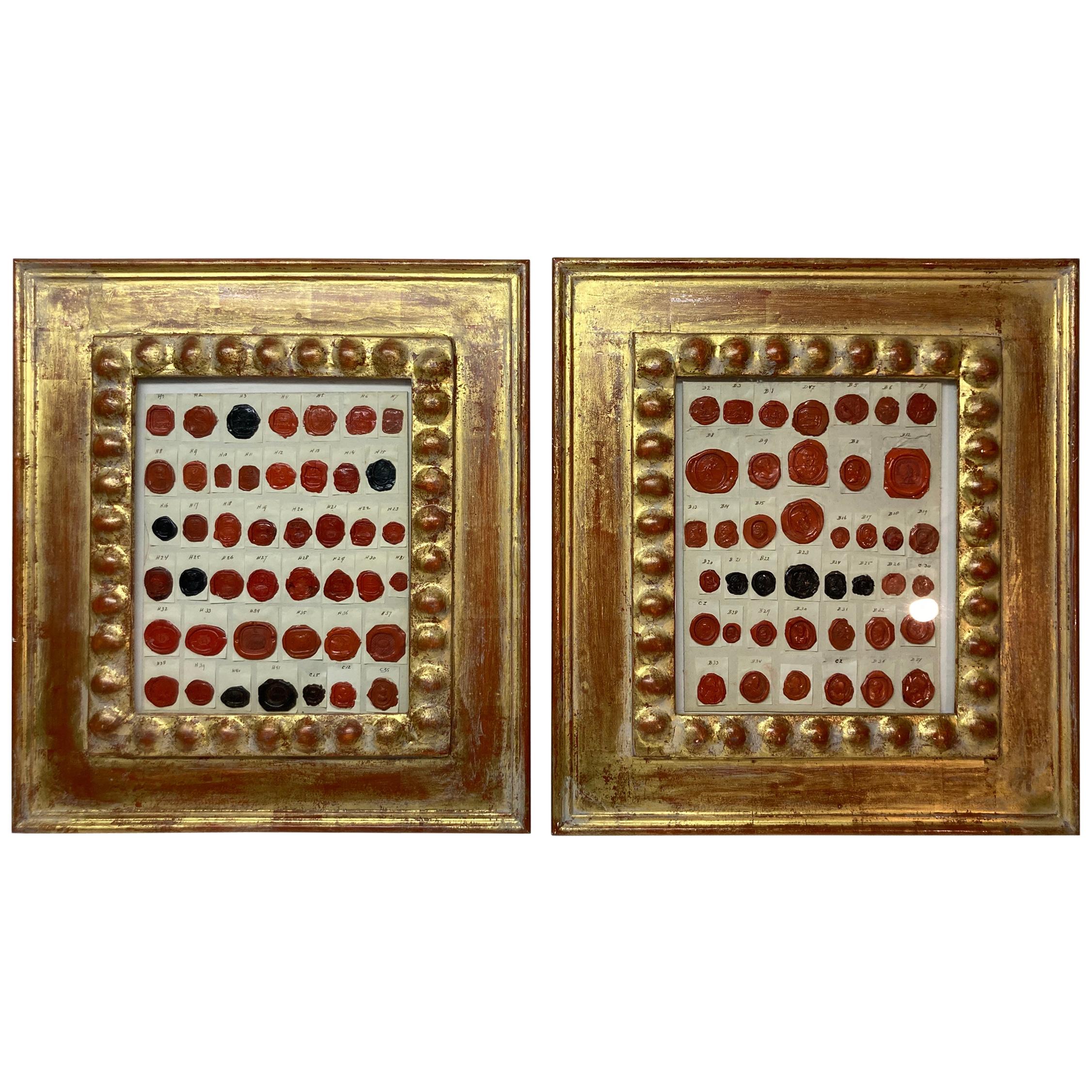 Pair, Antique Framed Grand Tour Intaglio Displays For Sale at 1stDibs