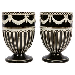 Pair of Antique Wedgwood Vases Made of Pearl-Glazed Creamware, Late 18th Century
