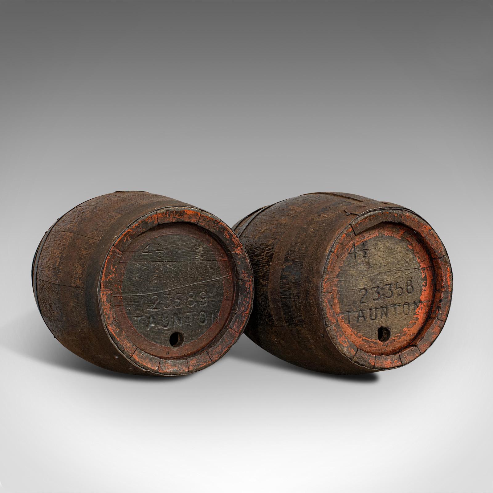 Pair of, Antique Whiskey Pins, Oak, Barrel, Side Table, Taunton, Victorian, 1900 5