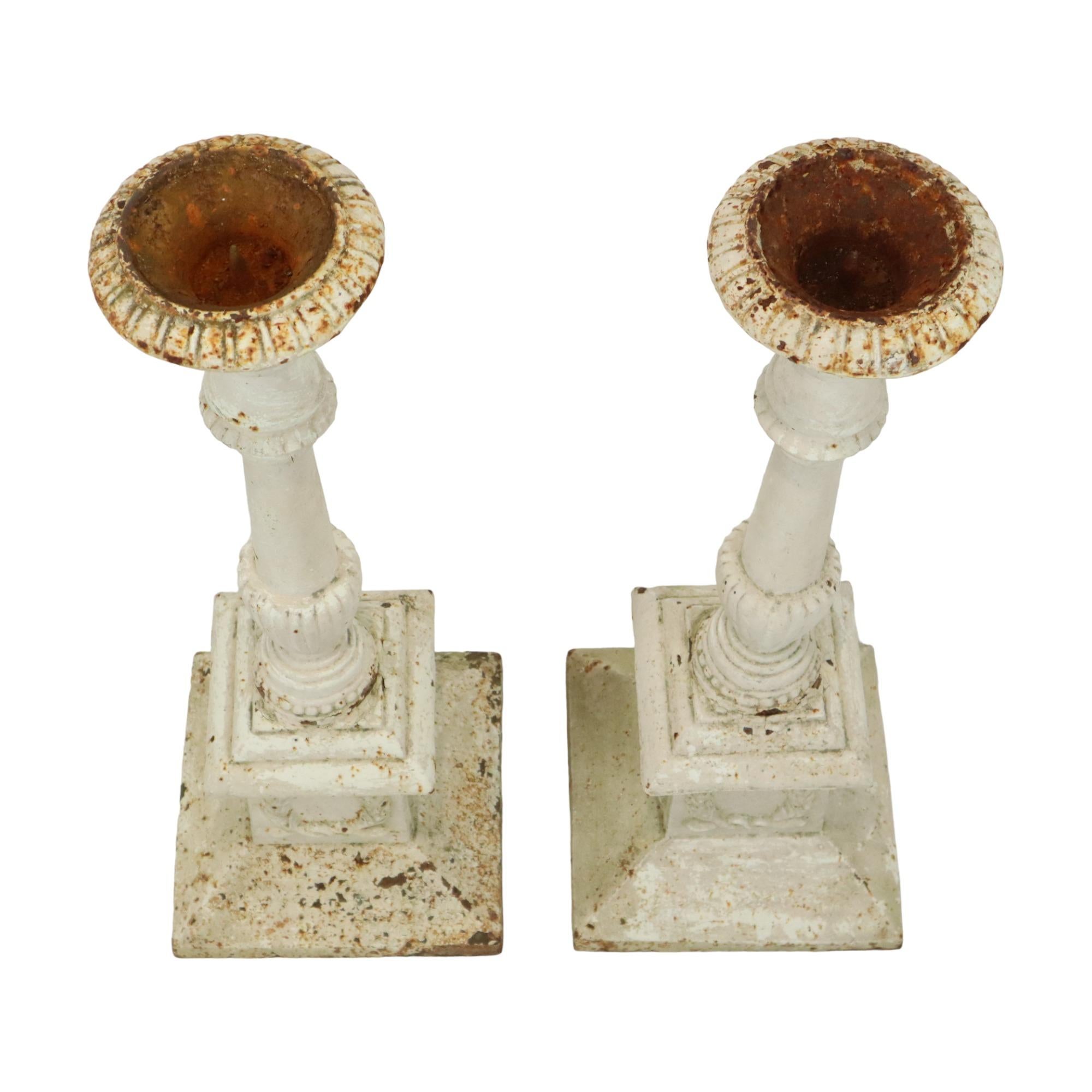 Calco Coppia di candelabri antichi Whiting XL in ghisa Francia XIX secolo 71 cm in vendita
