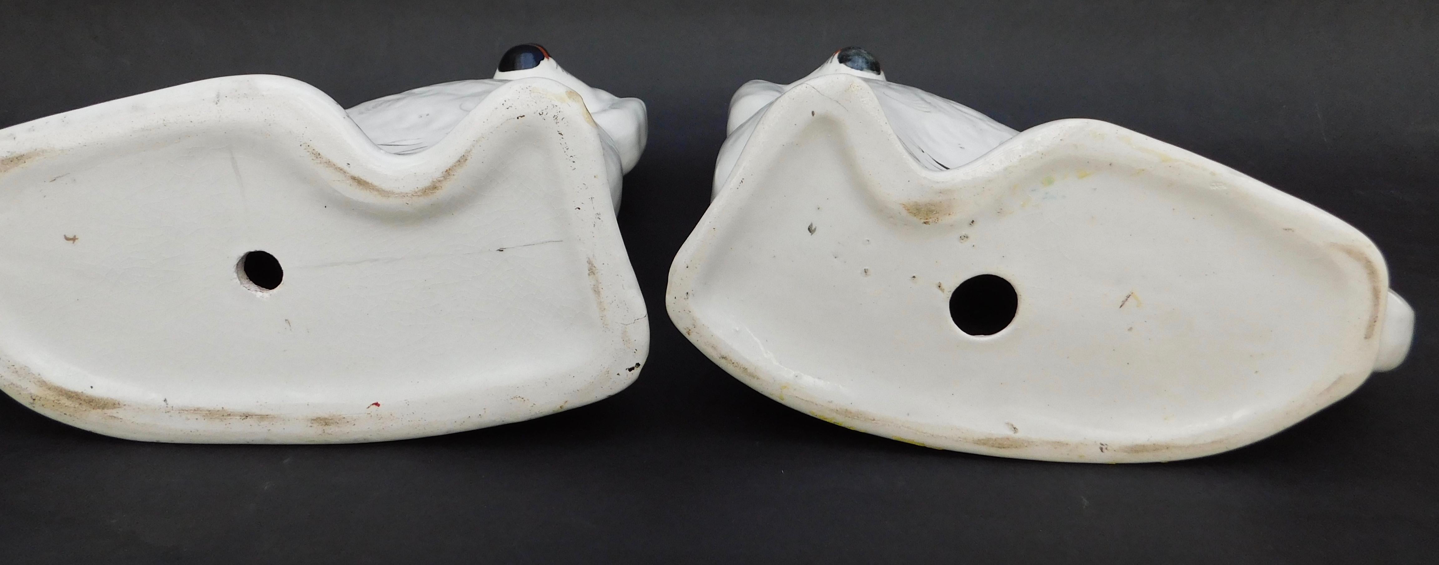 Pair of Antique White English Staffordshire Dogs 1