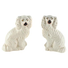 Pair of Antique White Staffordshire Dogs