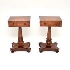 Pair of Antique William IV Burr Walnut Side Tables