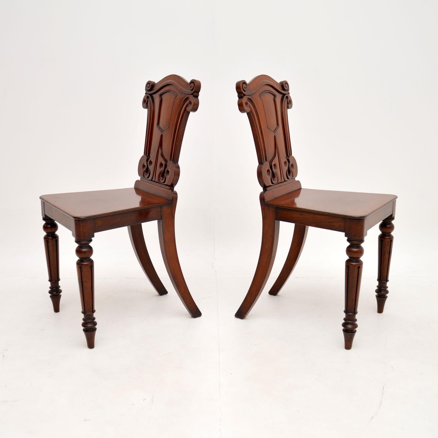 British Pair of Antique William IV Hall Chairs For Sale