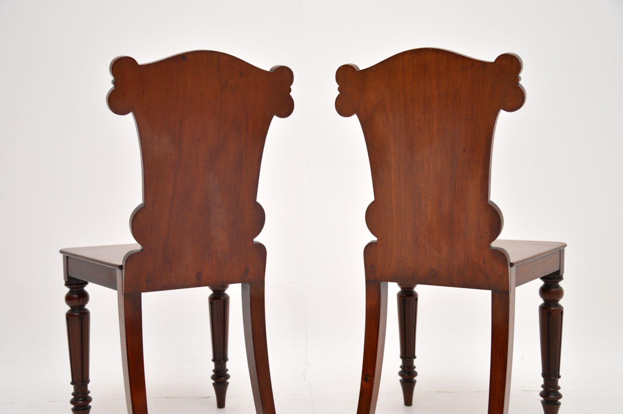 Mid-19th Century Pair of Antique William IV Hall Chairs For Sale