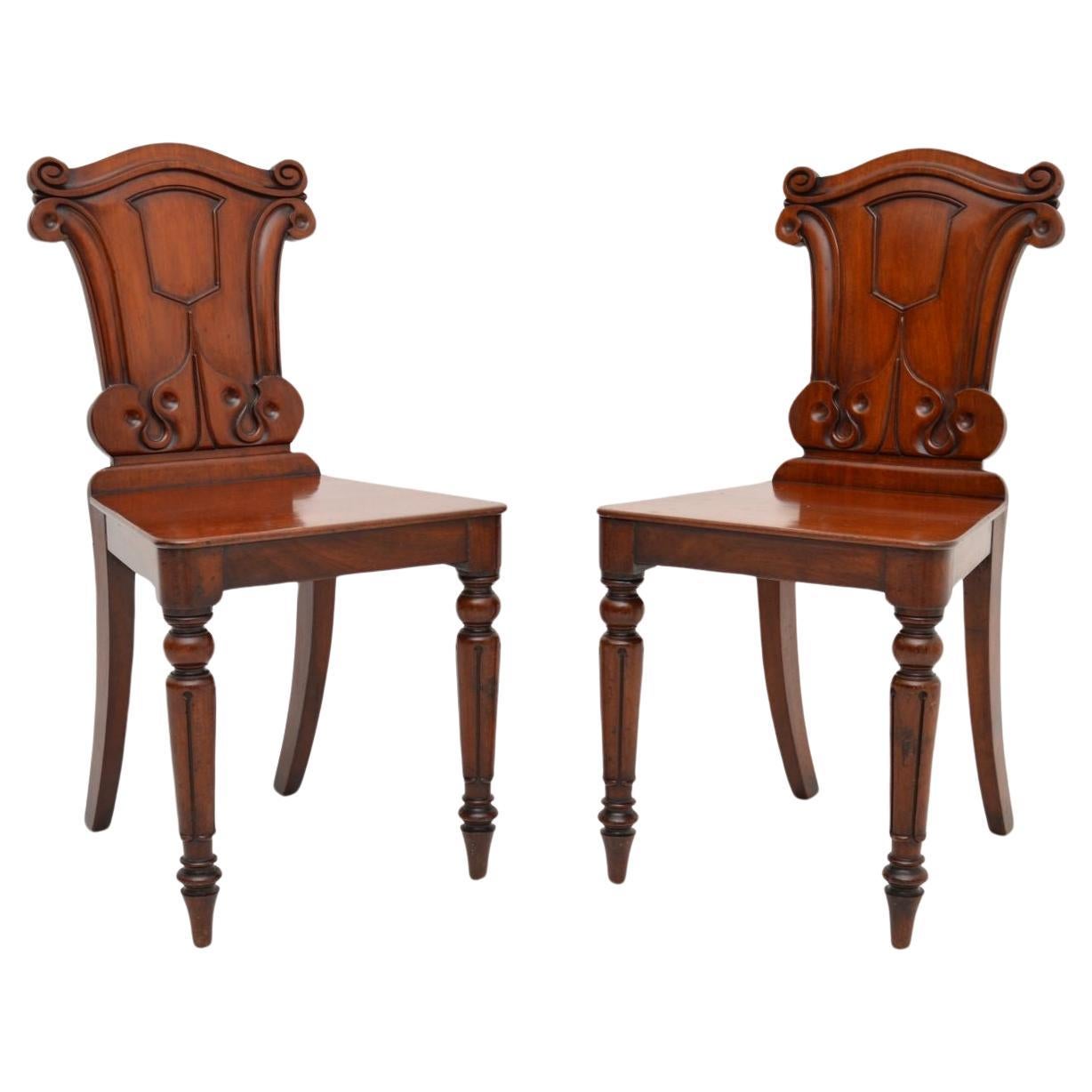Pair of Antique William IV Hall Chairs For Sale
