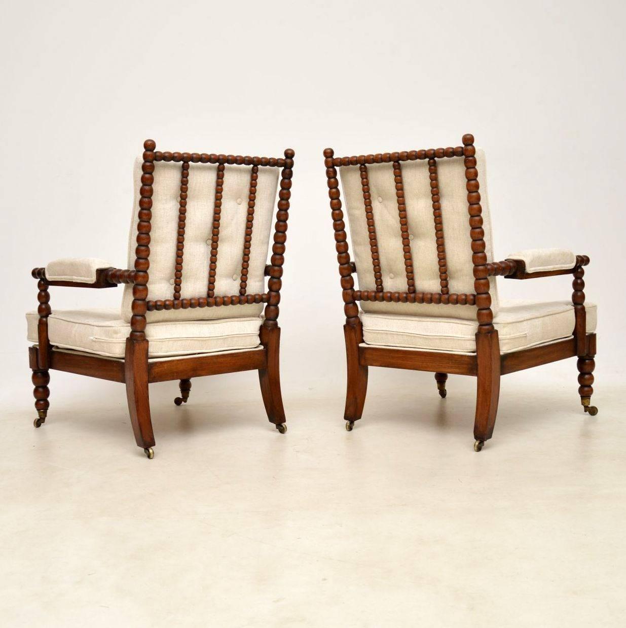 Pair of Antique William IV Mahogany Bobbin Armchairs In Excellent Condition In London, GB