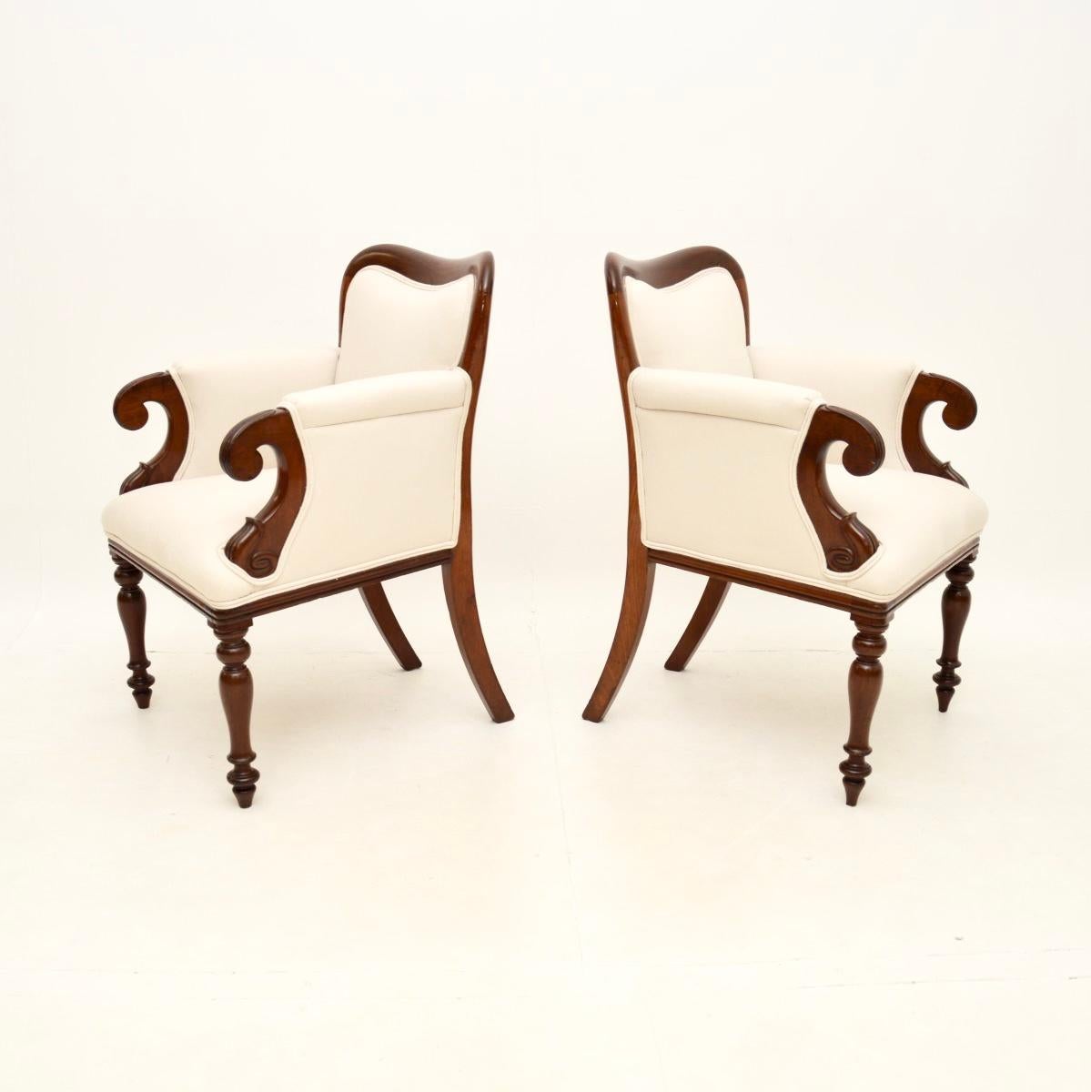 British Pair of Antique William IV Period Armchairs For Sale