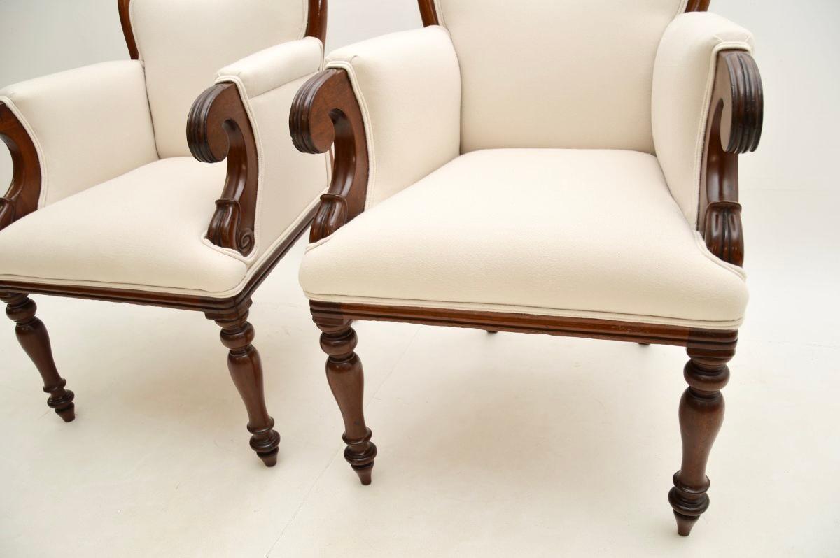Fabric Pair of Antique William IV Period Armchairs For Sale