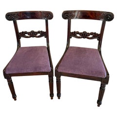 Pair of Antique William IV Quality Carved Mahogany Side Chairs Having a Quality