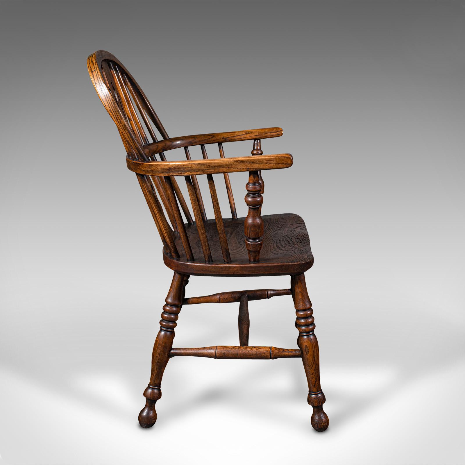 Pair of Antique Windsor Chairs, English, Elm, Ash, Elbow, Armchair, Victorian In Good Condition In Hele, Devon, GB