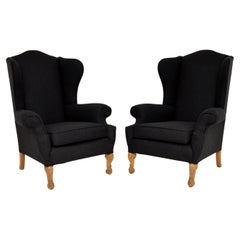 Pair of Antique Wing Back Armchairs by Hille