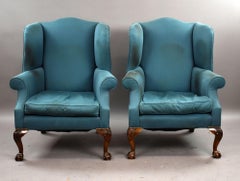 Pair of Antique Wing Back Armchairs