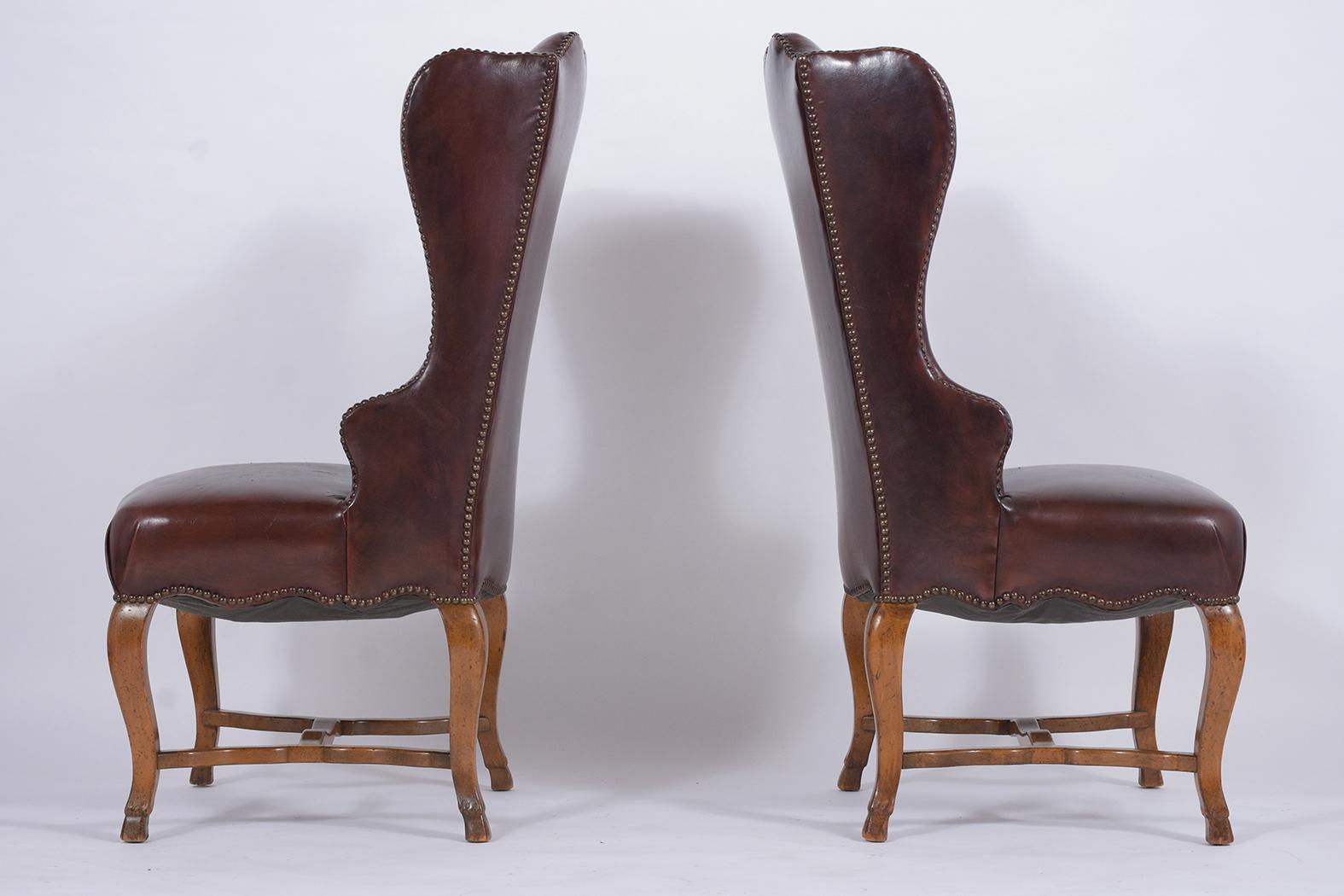 French Leather Wingback Chairs 1