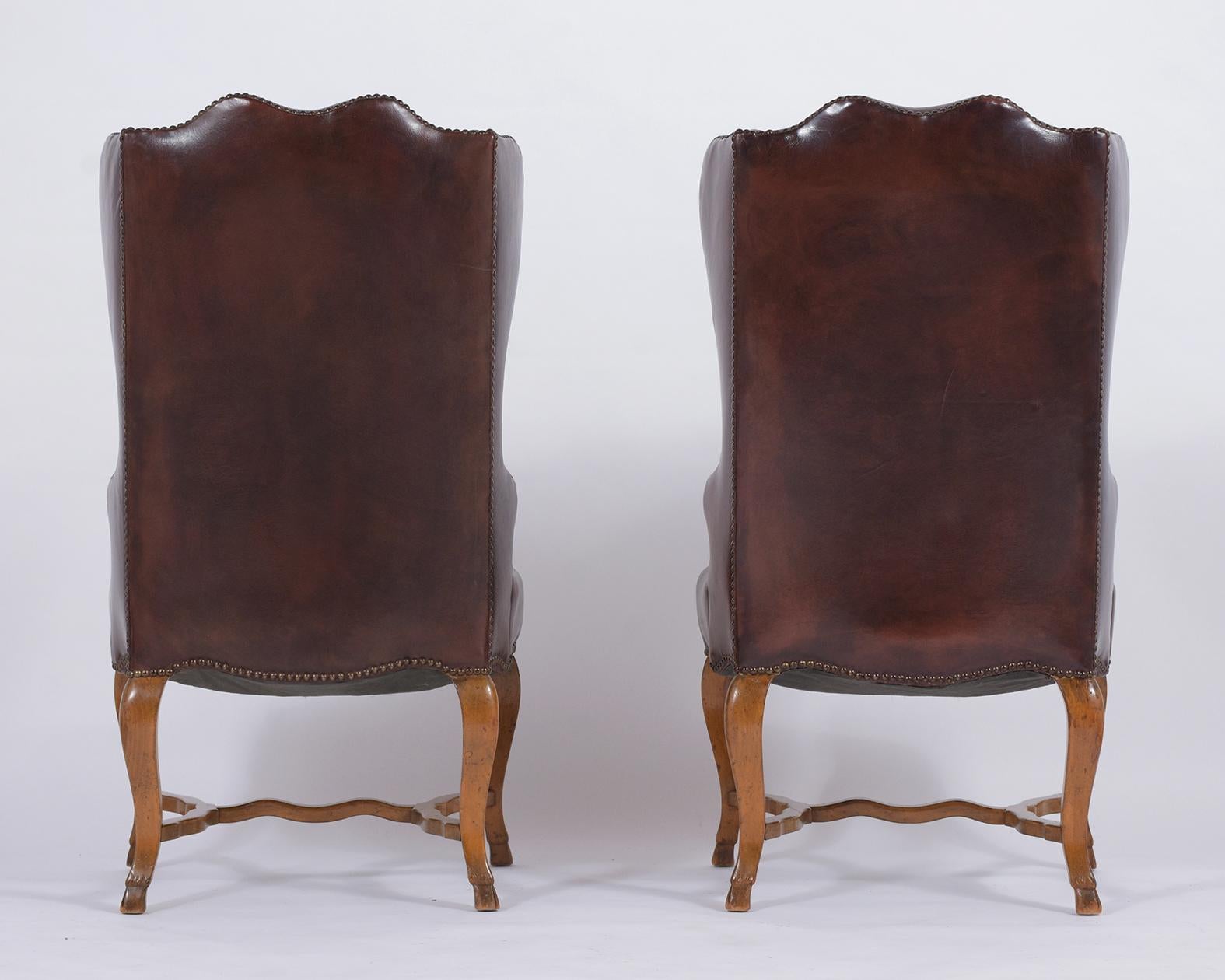 French Leather Wingback Chairs 2
