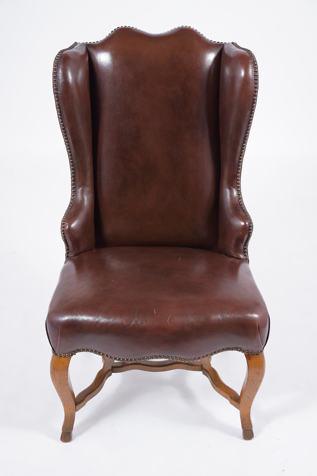 wingback leather dining chair