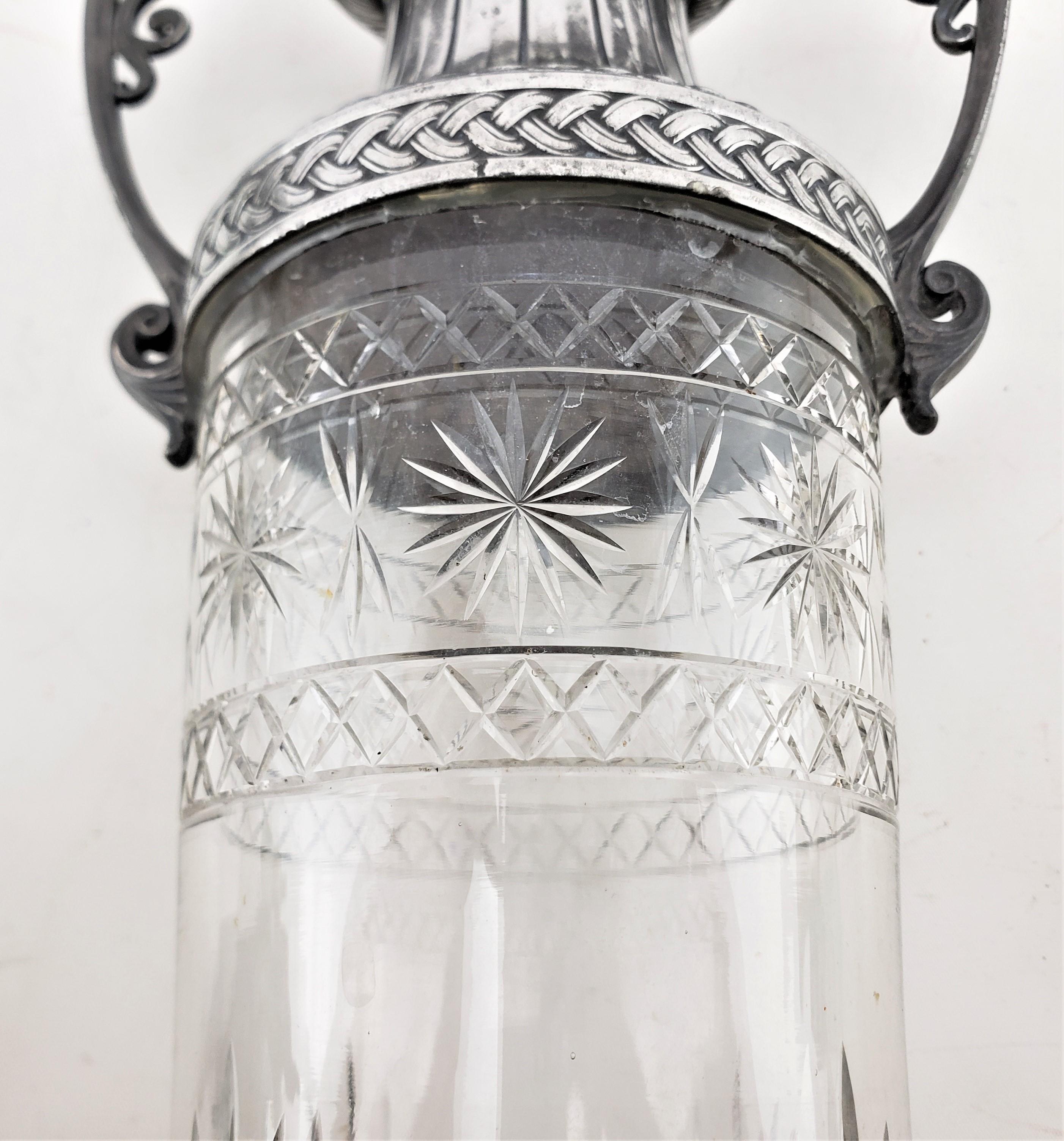 Paire de vases sécessionnistes anciens en cristal taillé WMF avec montures en métal argenté en vente 9