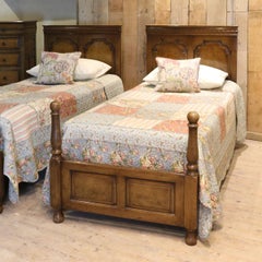 Pair of Antique Wooden Beds and Matching Chest of Drawers, WP21
