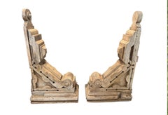 Pair of Antique Wooden Fireplace Corbels