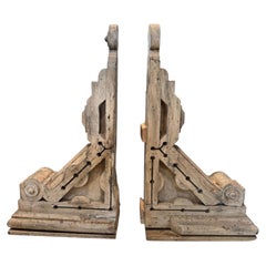 Pair of Antique Wooden Fireplace Corbels