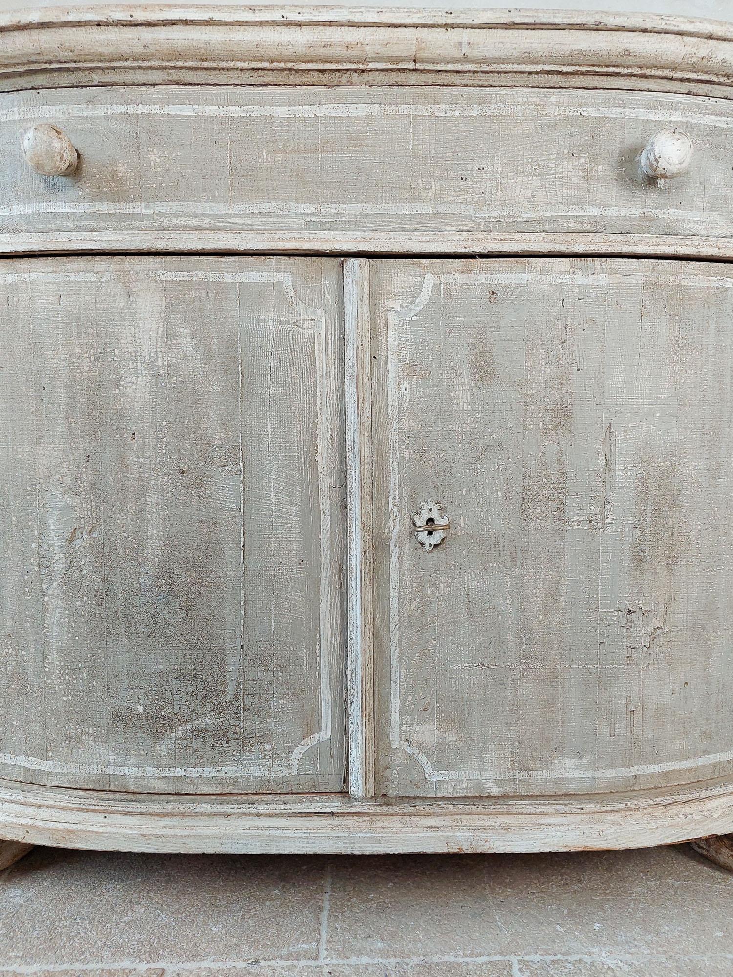 Pair of Antique Wooden French Cabinets in Gray Patina For Sale 9
