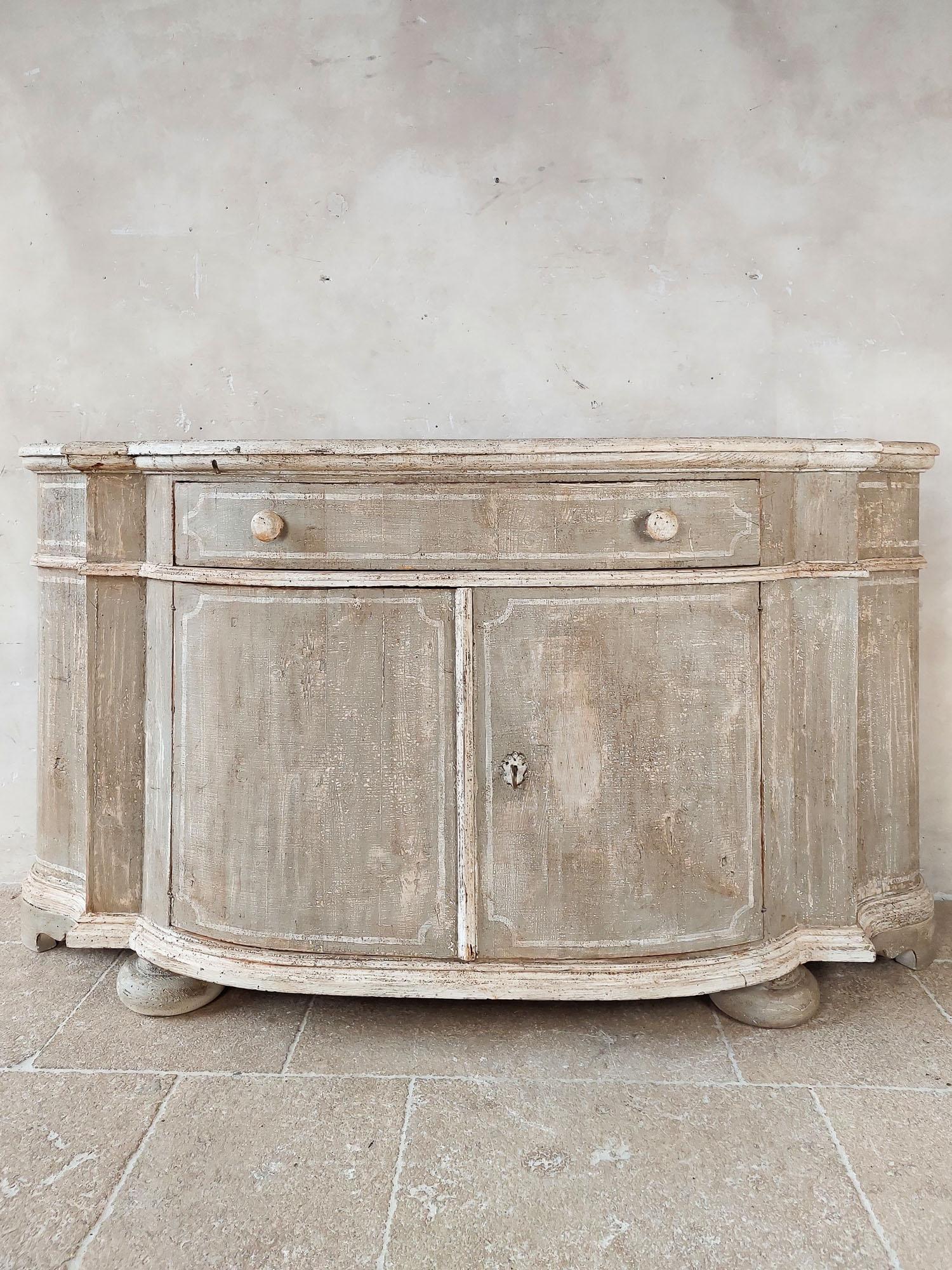 Patinated Pair of Antique Wooden French Cabinets in Gray Patina For Sale
