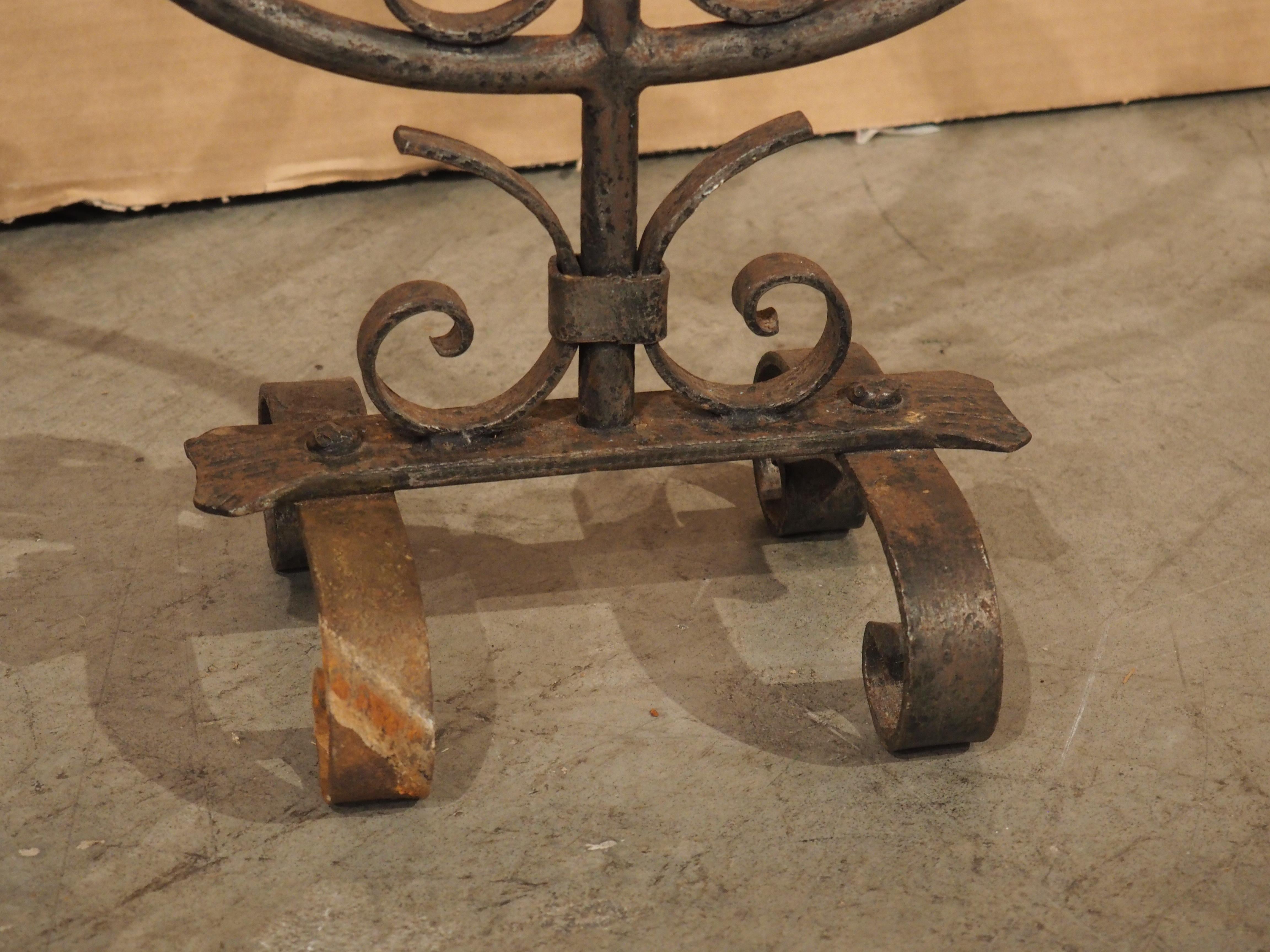 Pair of Antique Wrought Iron Candelabras from Bordeaux, France C. 1900 5