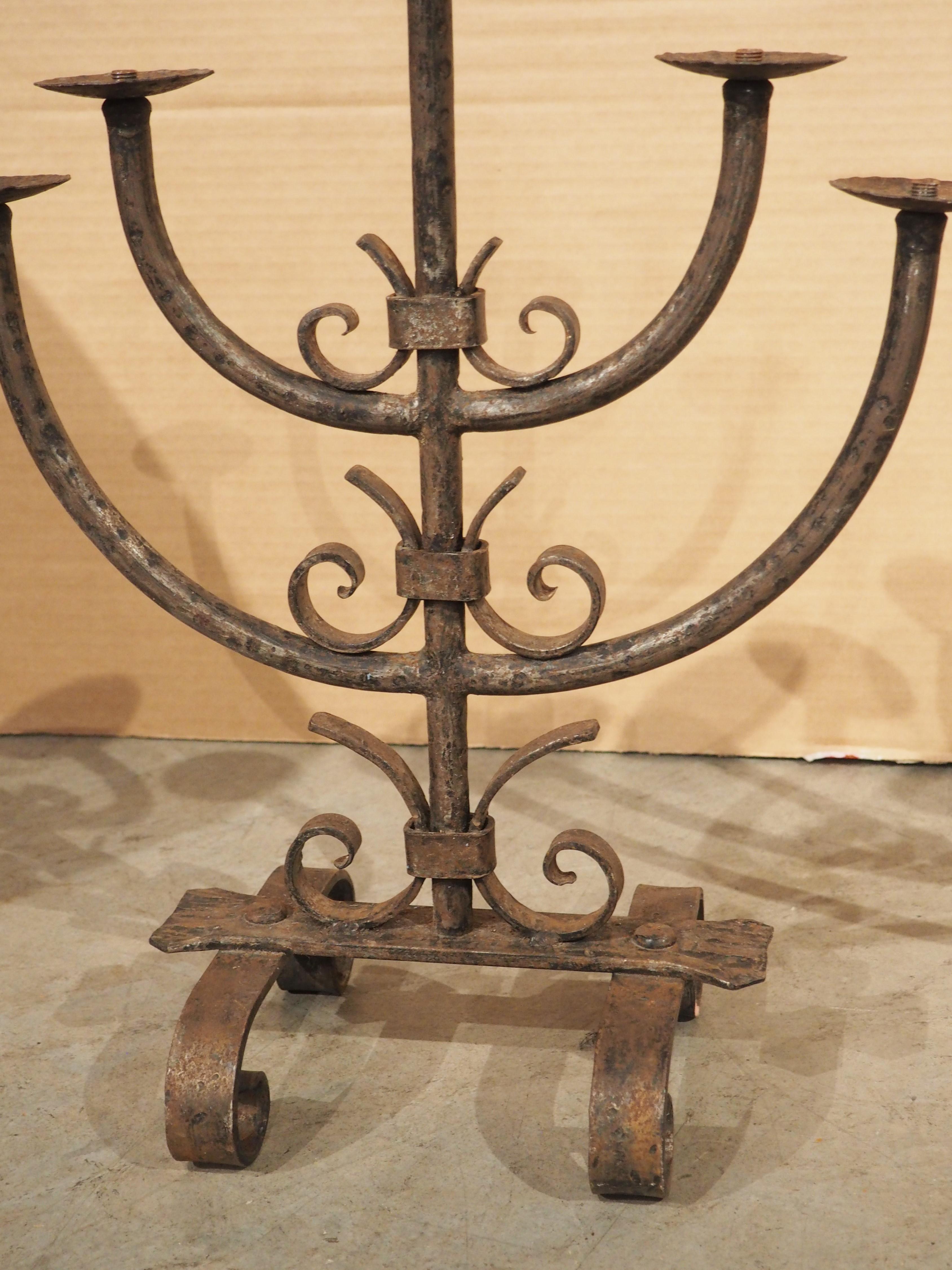 Pair of Antique Wrought Iron Candelabras from Bordeaux, France C. 1900 7