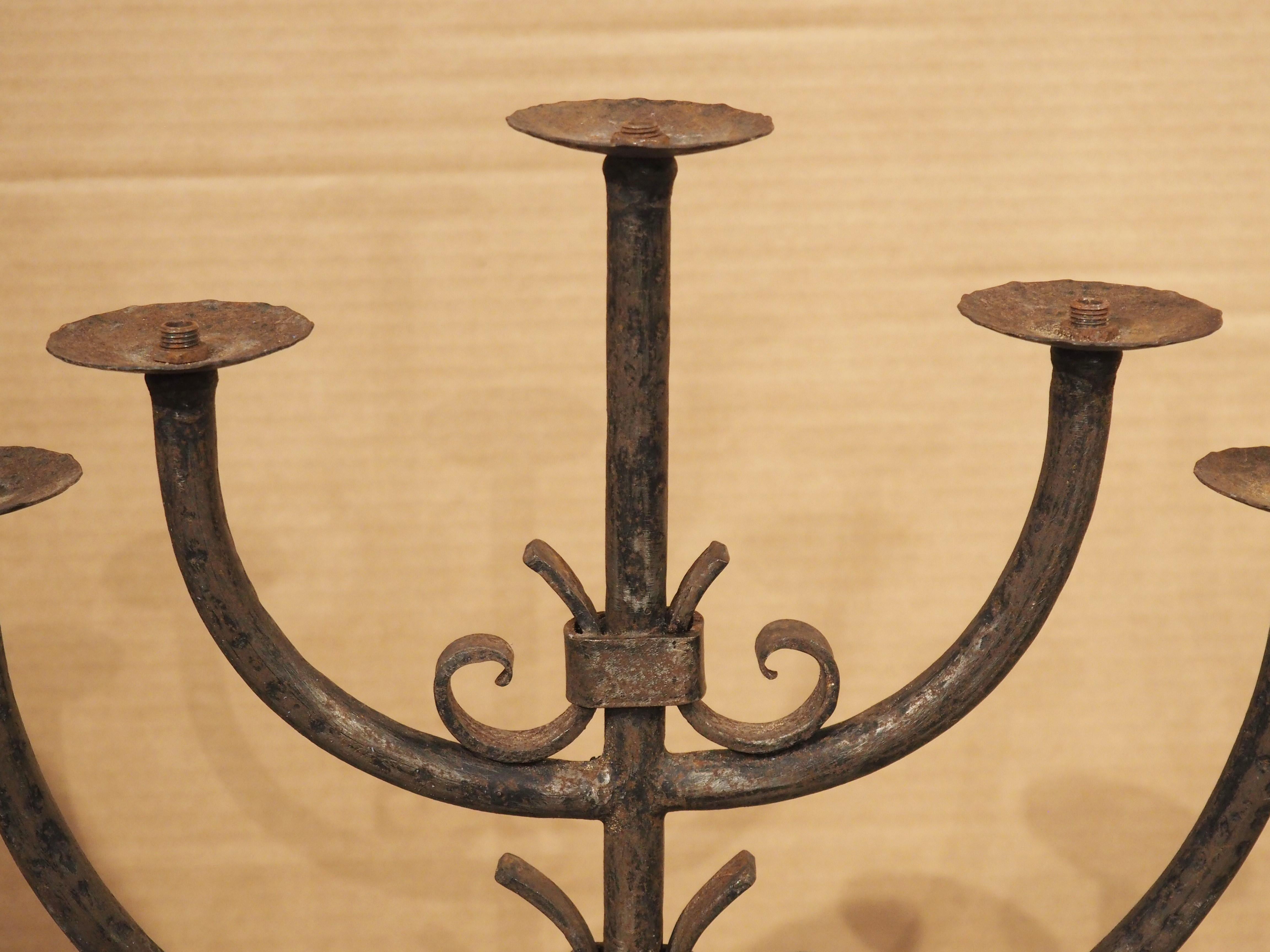 Pair of Antique Wrought Iron Candelabras from Bordeaux, France C. 1900 8