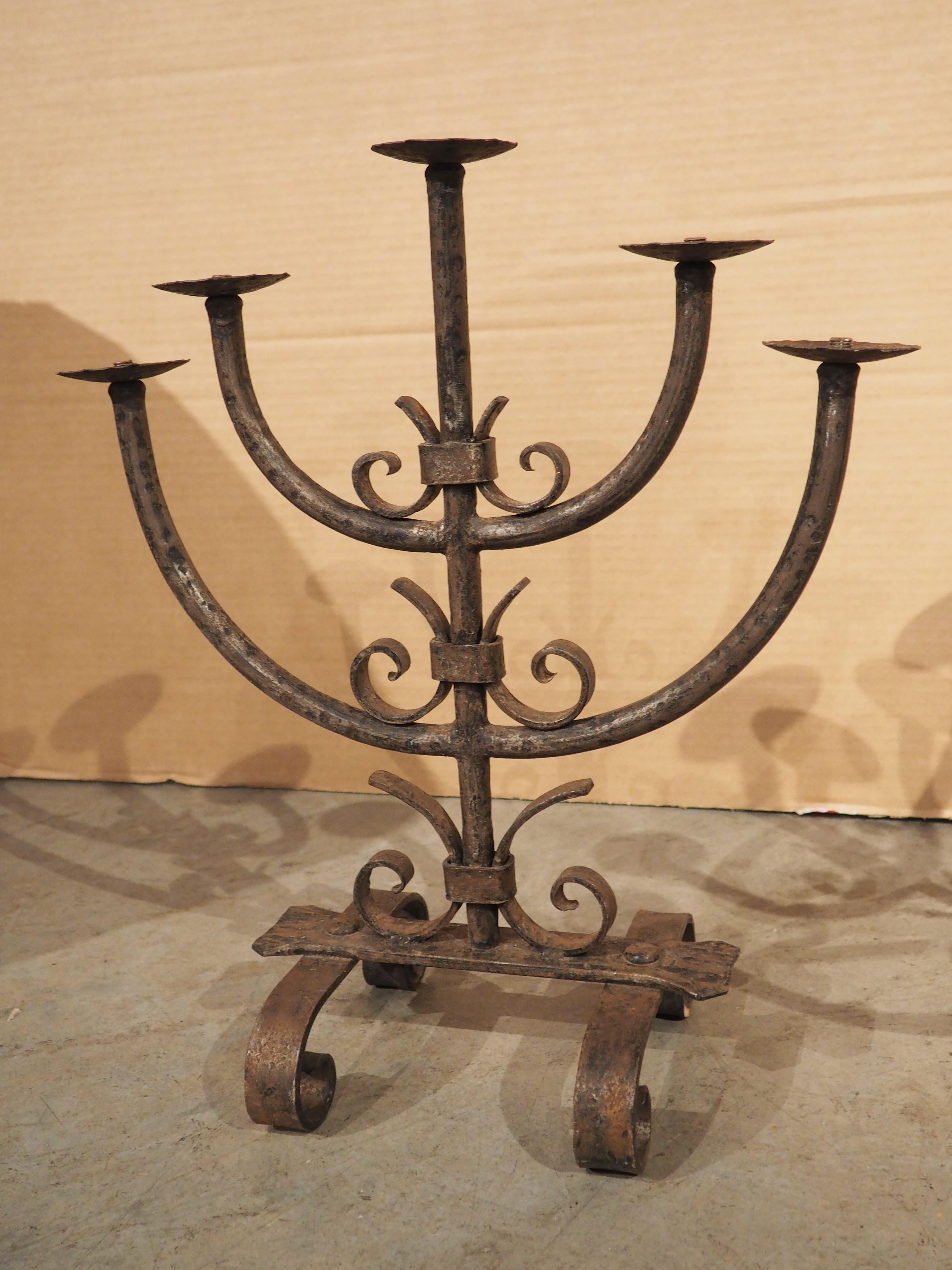 Pair of Antique Wrought Iron Candelabras from Bordeaux, France C. 1900 11