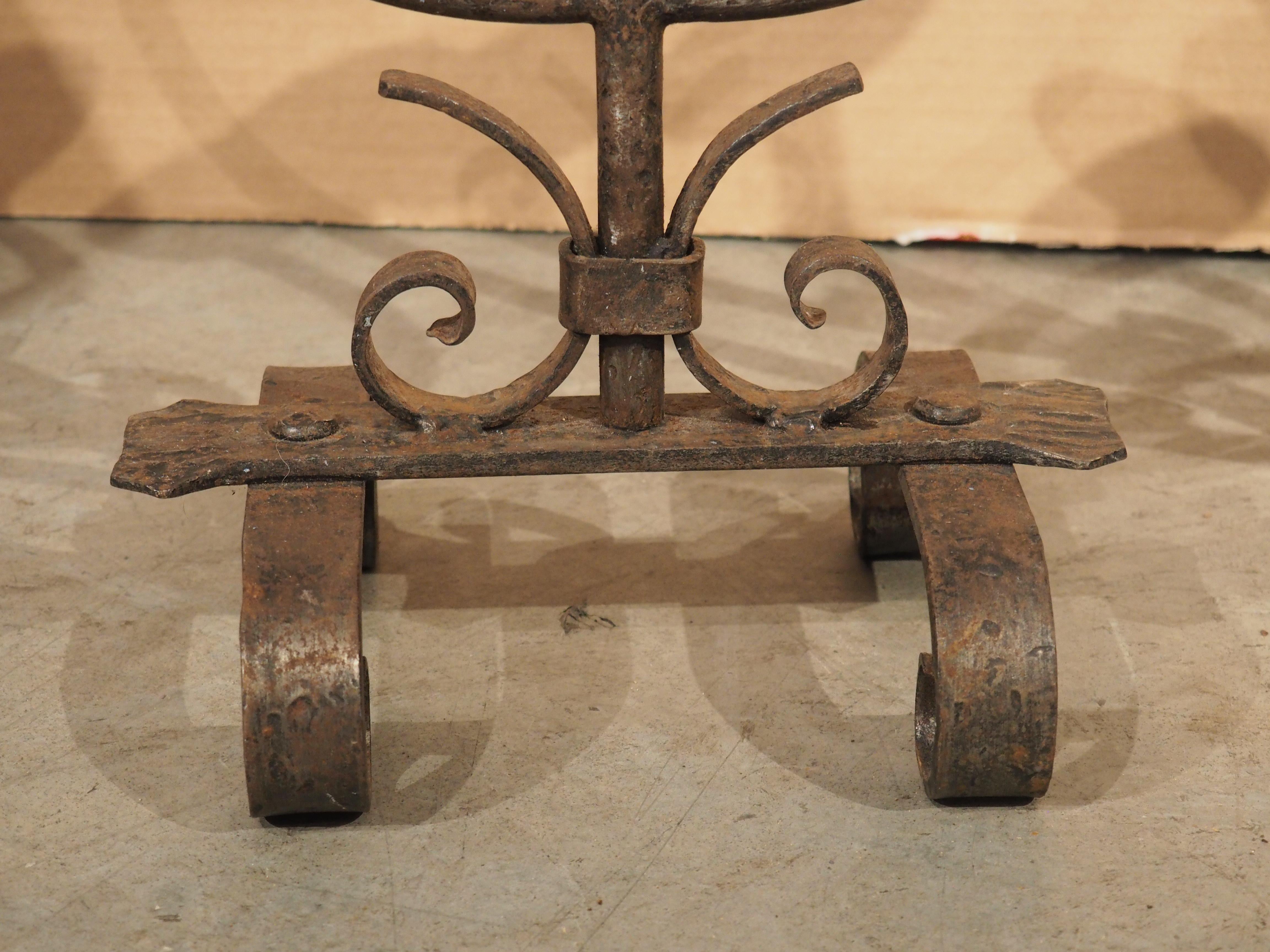 Pair of Antique Wrought Iron Candelabras from Bordeaux, France C. 1900 In Good Condition In Dallas, TX