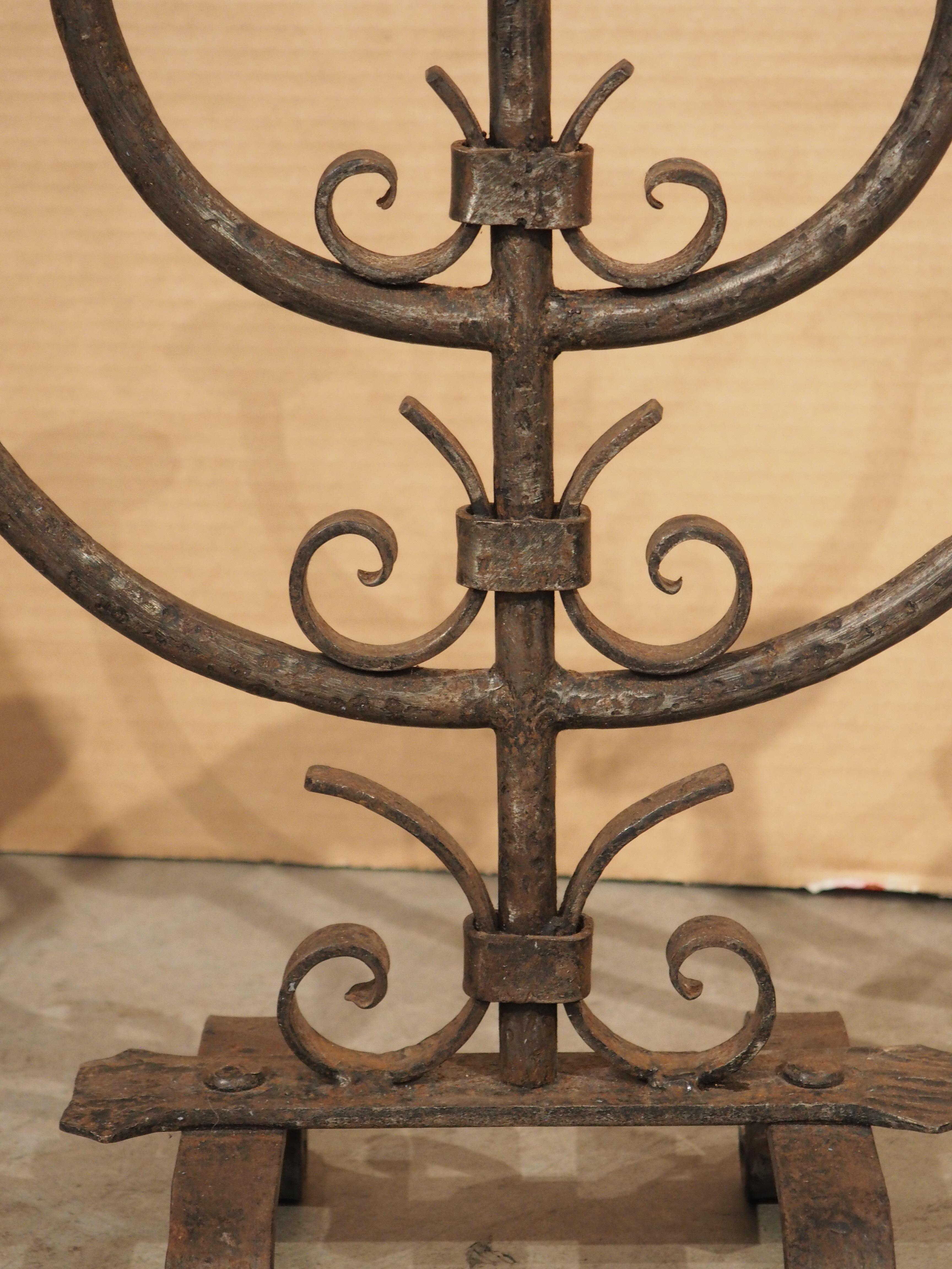 Early 20th Century Pair of Antique Wrought Iron Candelabras from Bordeaux, France C. 1900