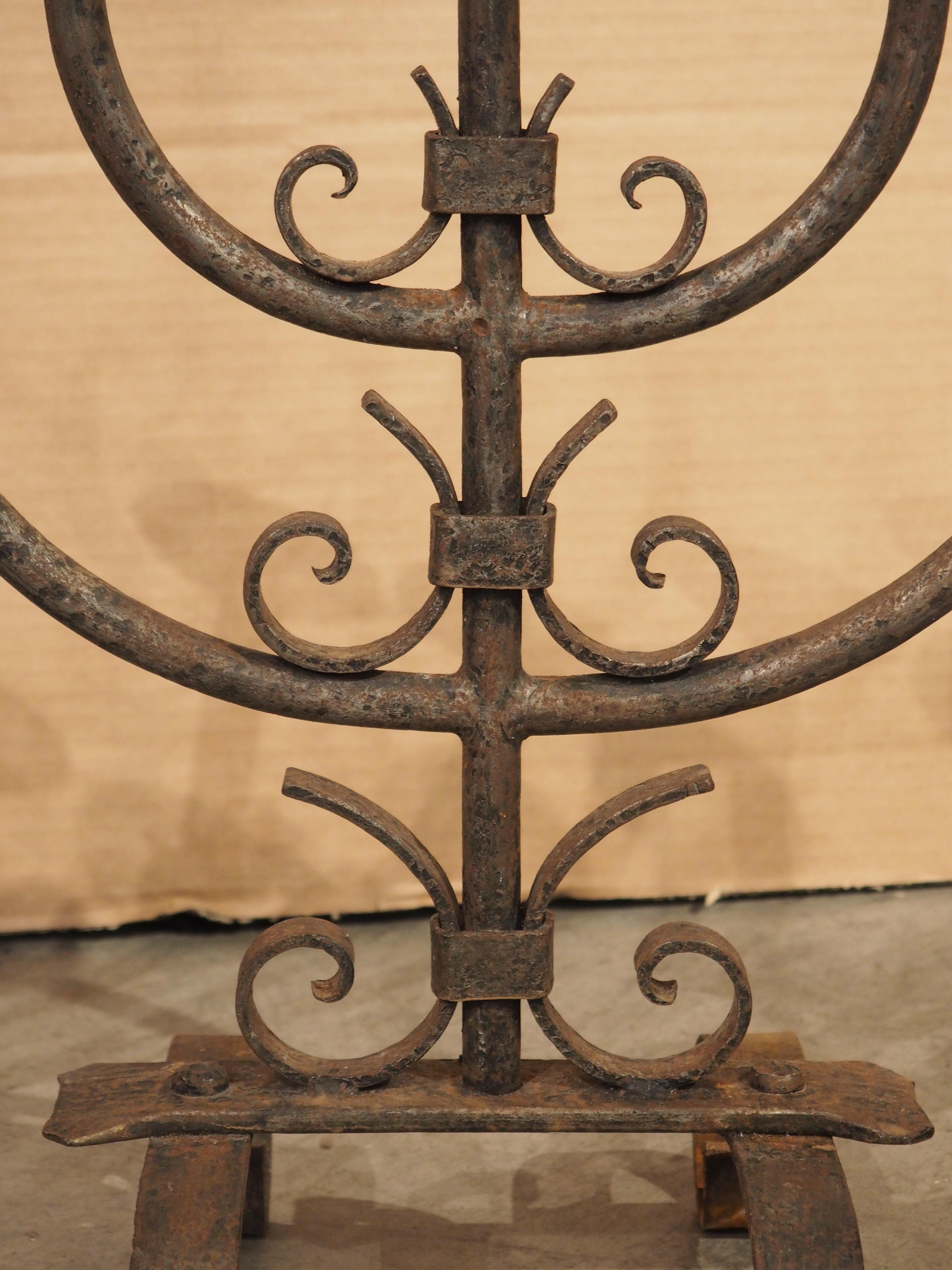 Metal Pair of Antique Wrought Iron Candelabras from Bordeaux, France C. 1900