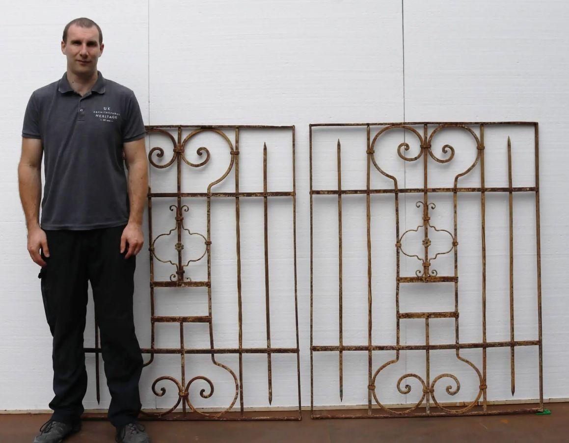 Originating from France, this pair of 19th century wrought iron panels are a decorative addition to a garden with their elegant scrolling details and sturdy wrought iron craftsmanship. They make a stunning pair as fixed panels within a garden