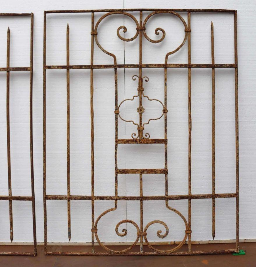 Hand-Crafted Pair of Antique Wrought Iron Decorative Panels For Sale