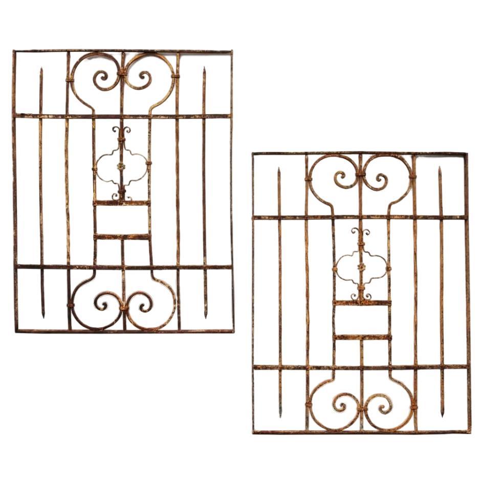 Pair of Antique Wrought Iron Decorative Panels For Sale