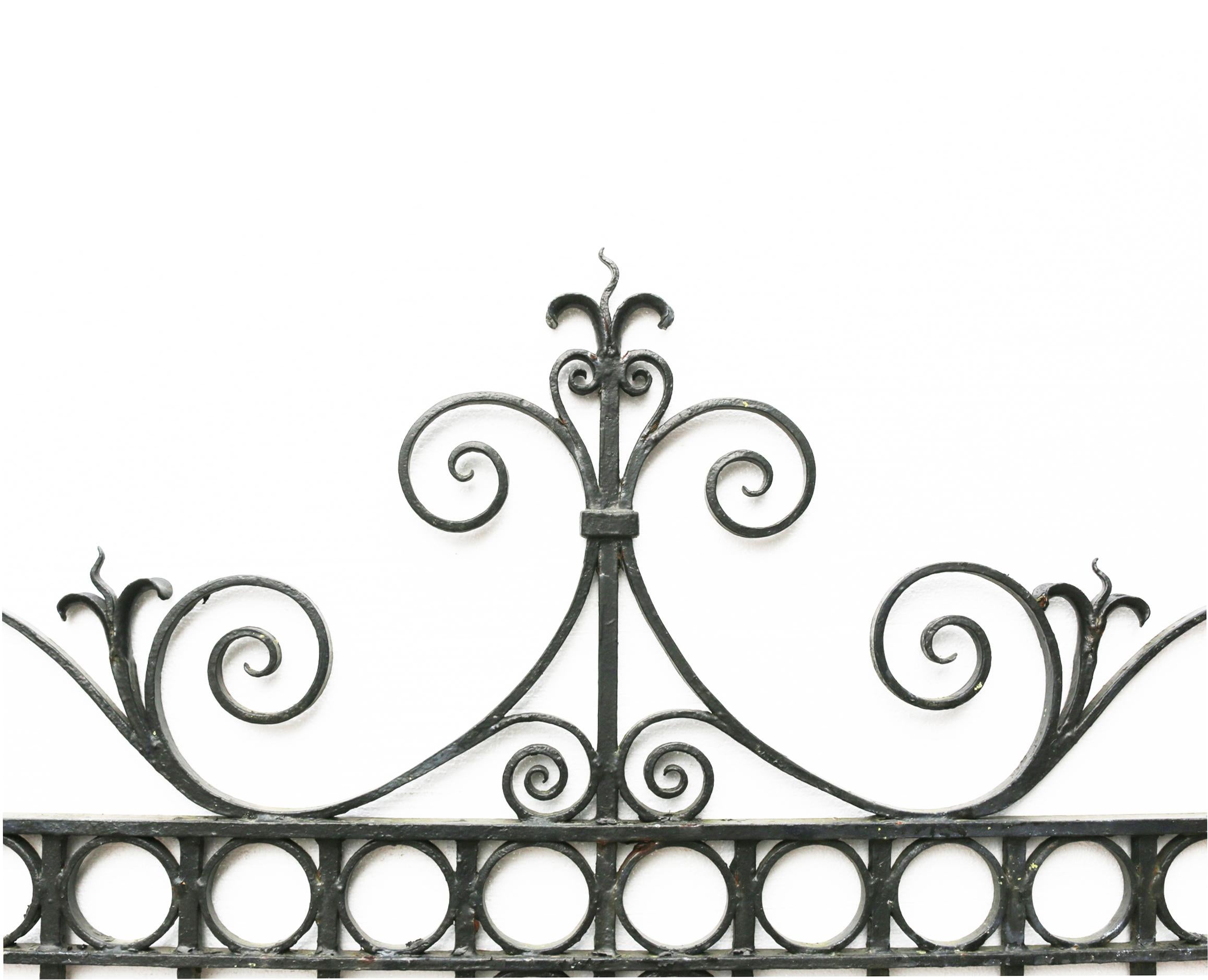 20th Century Pair of Antique Wrought Iron Driveway Gates