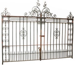 Pair of Antique Wrought Iron Driveway Gates