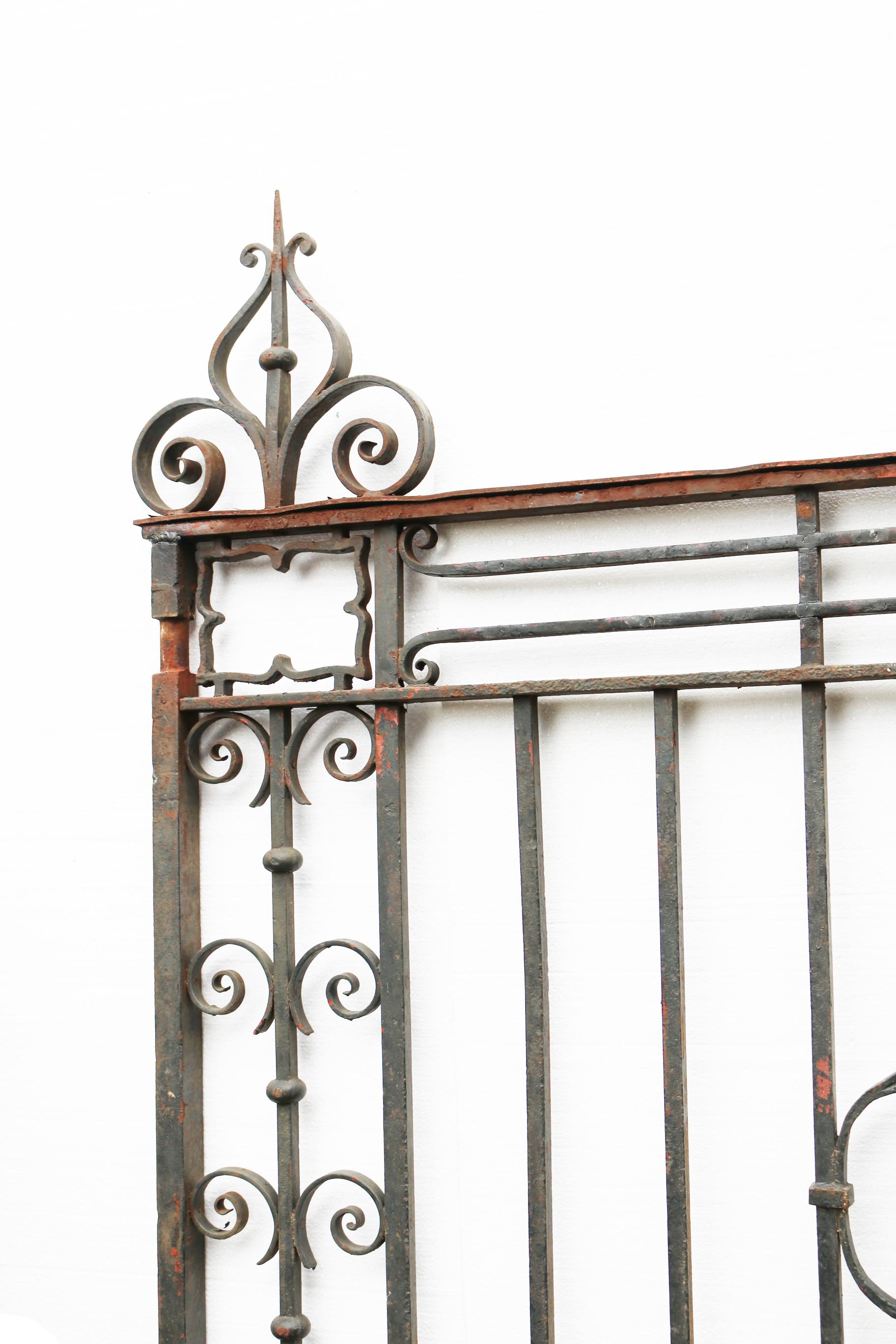 English Pair of Antique Wrought Iron Driveway Gates