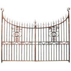 Pair of Antique Wrought Iron Driveway Gates
