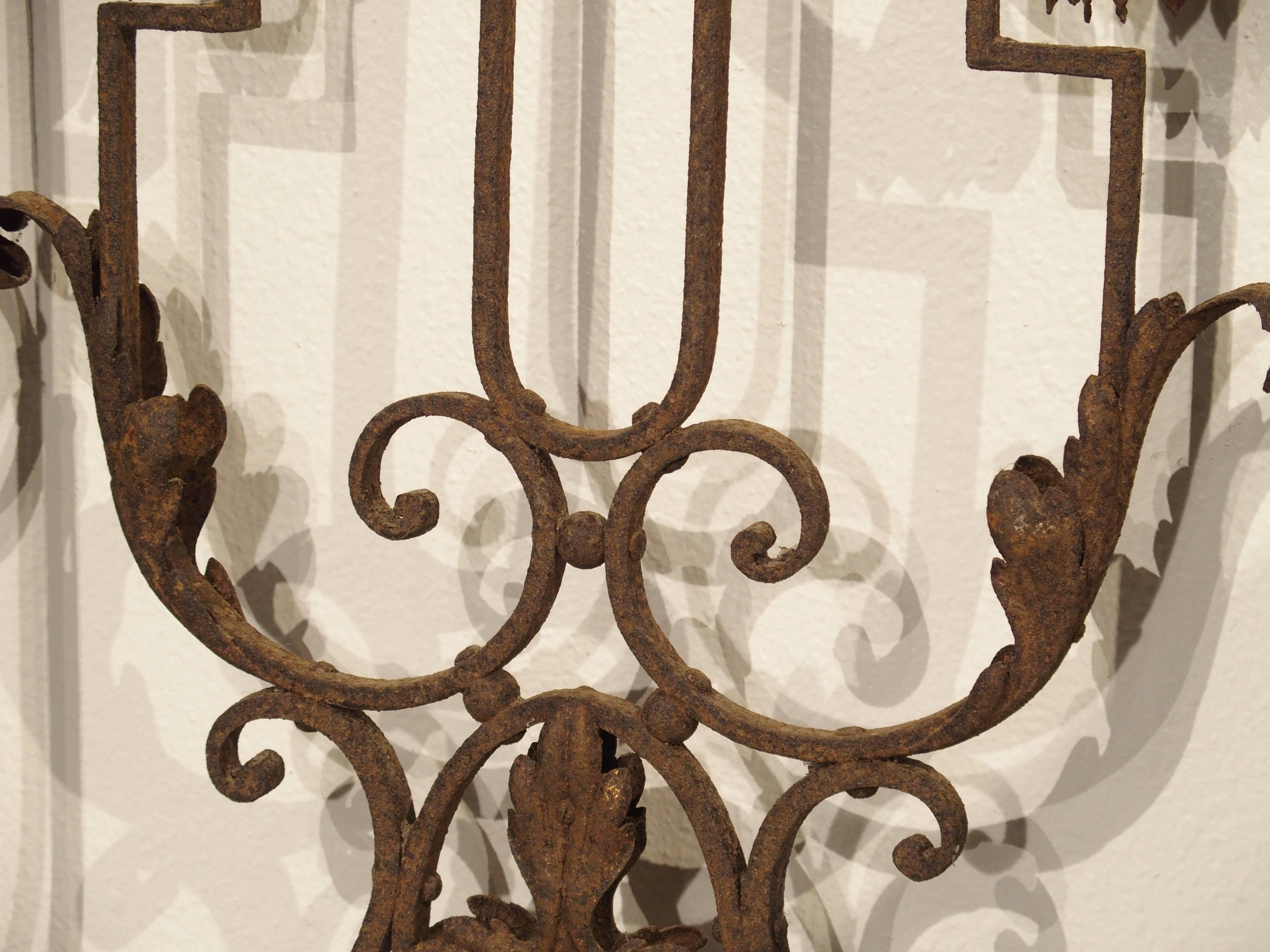 French Pair of Antique Wrought Iron Garden Gates from France, circa 1890