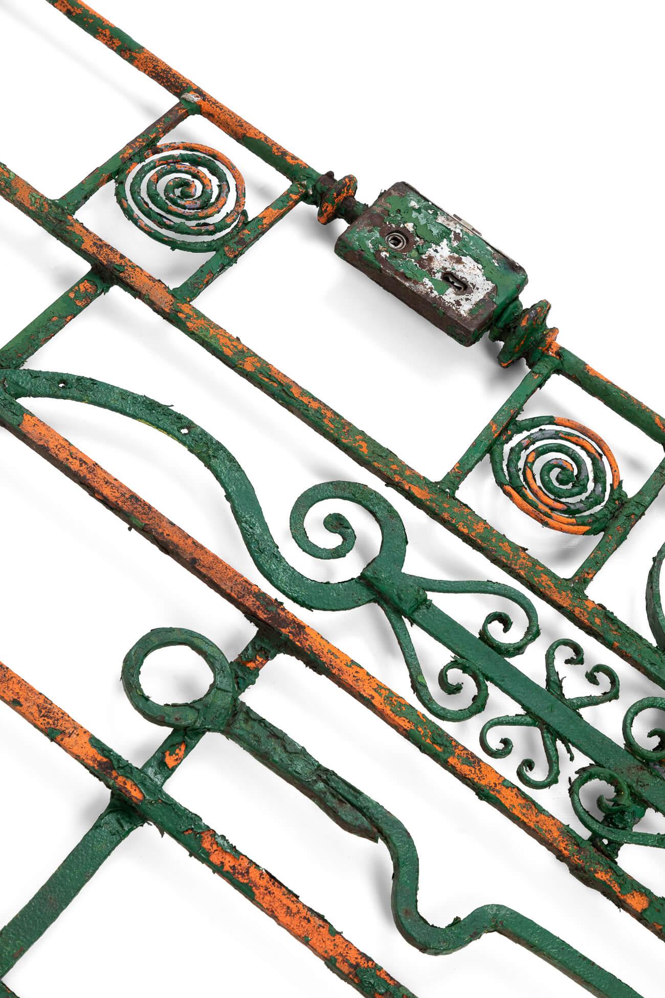 Industrial Pair of Antique Wrought Iron Gates in Original Flaky Paint, circa 1900