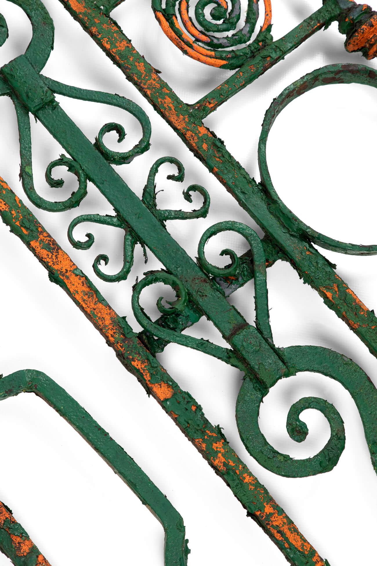 Hungarian Pair of Antique Wrought Iron Gates in Original Flaky Paint, circa 1900