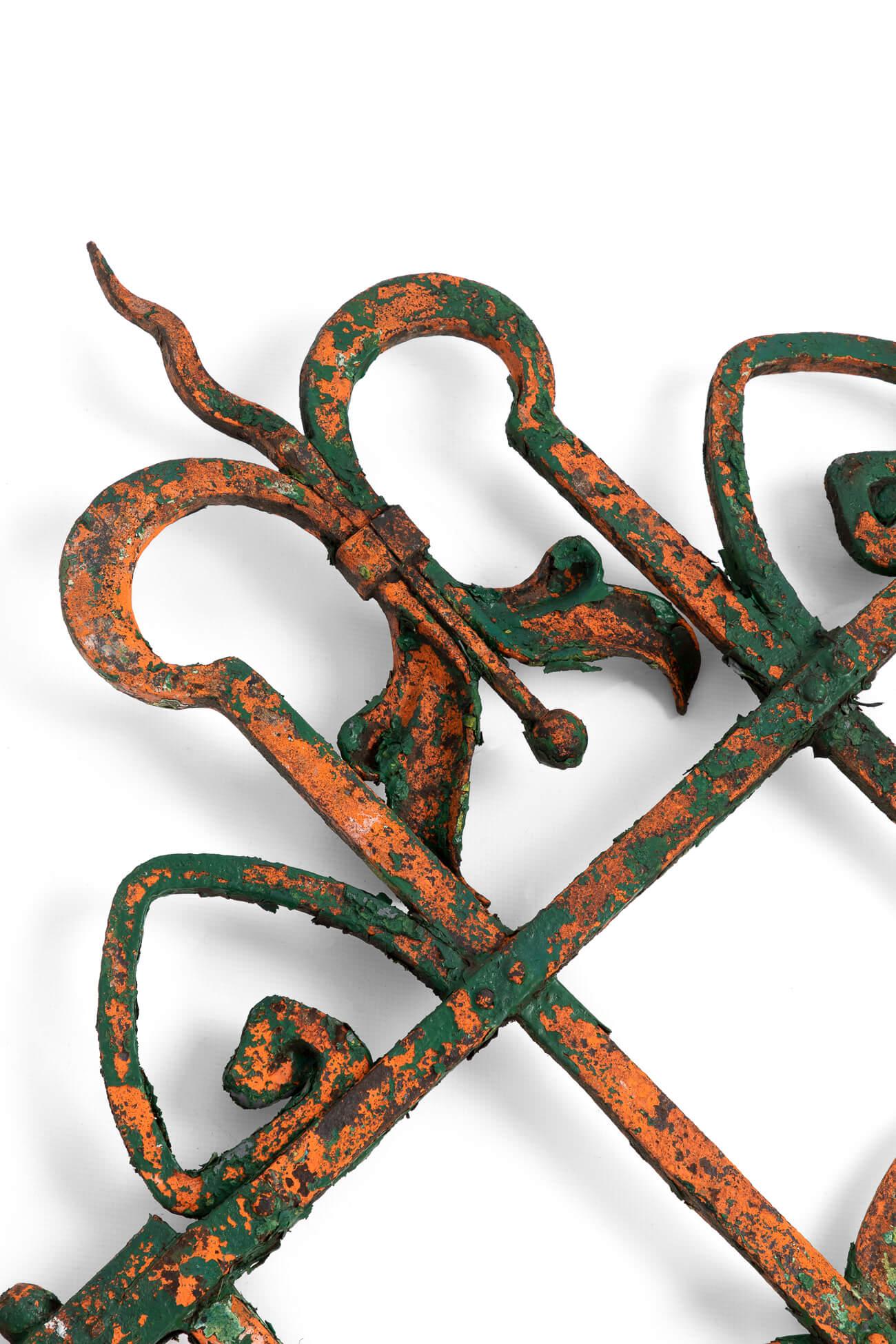 Hand-Painted Pair of Antique Wrought Iron Gates in Original Flaky Paint, circa 1900