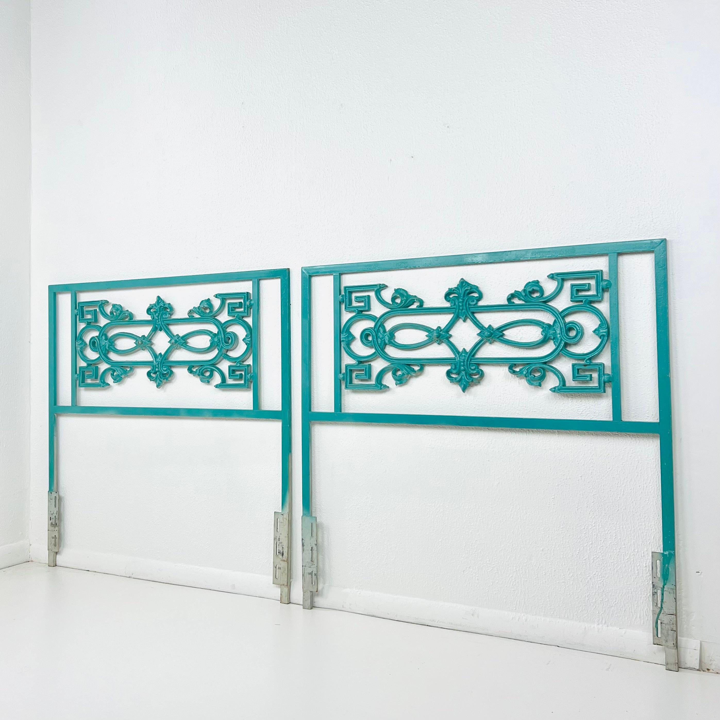 Pair of Antique Wrought Iron Twin Headboards For Sale 11