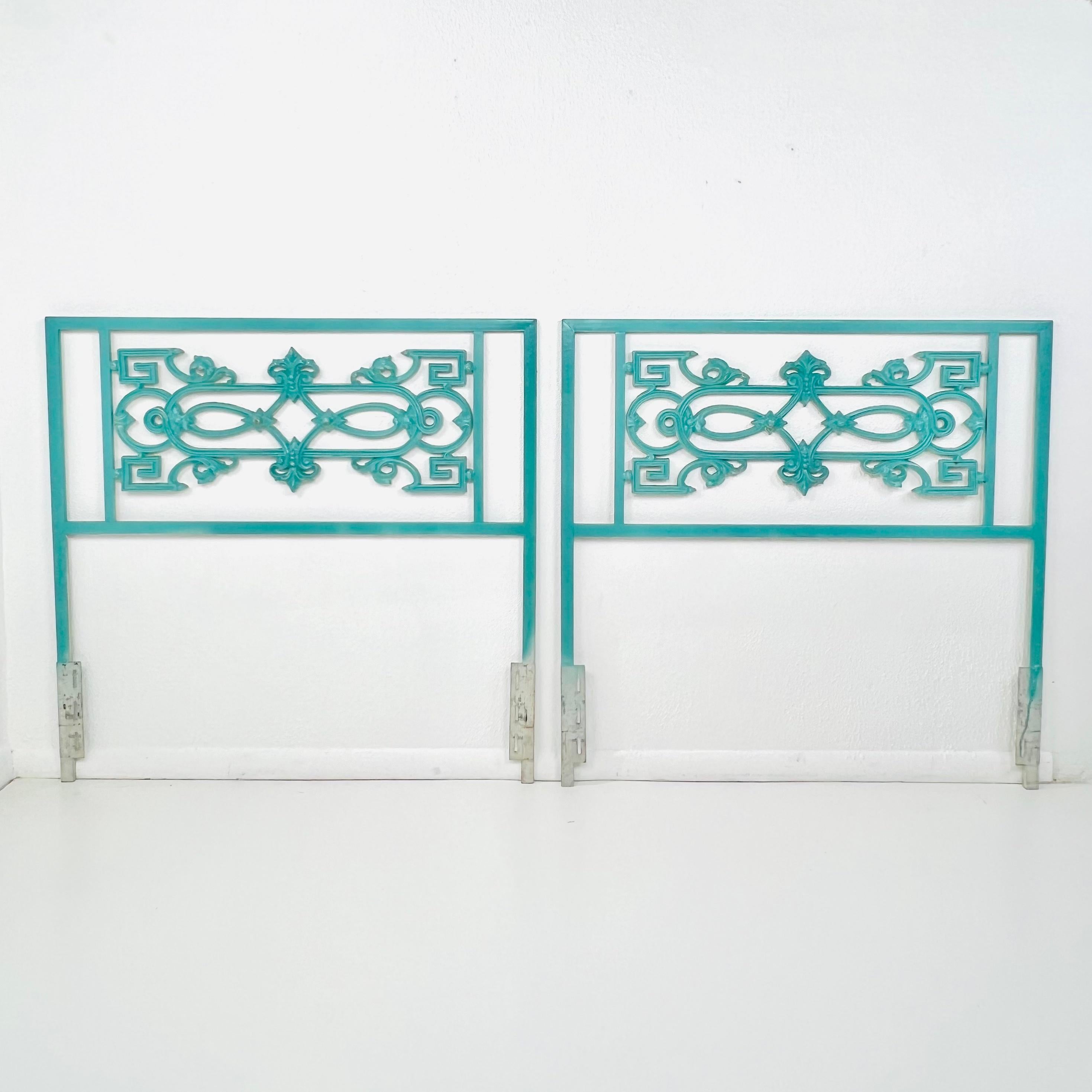 Pair of Antique Wrought Iron Twin Headboards For Sale 13