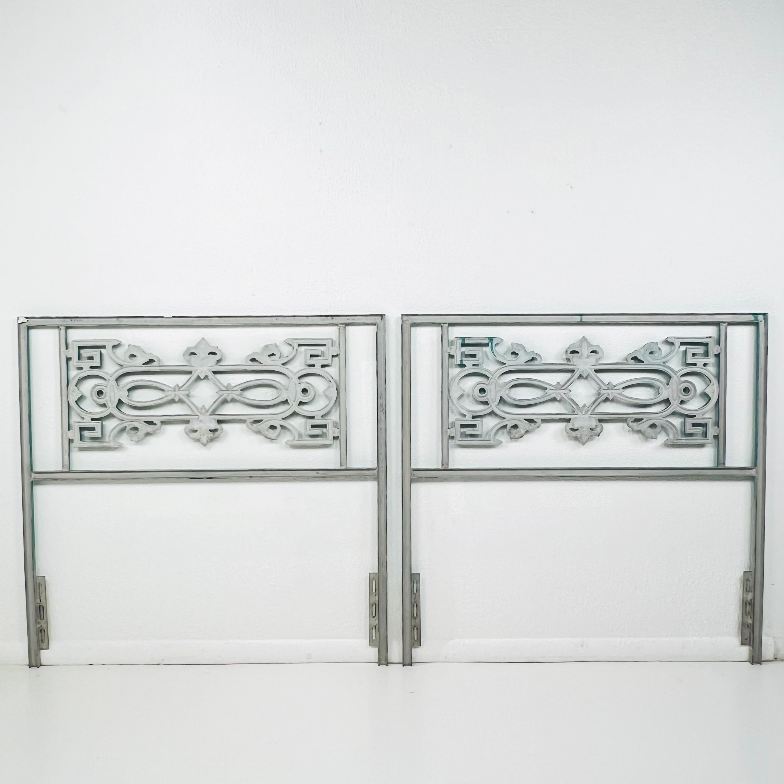 Pair of Antique Wrought Iron Twin Headboards For Sale 14